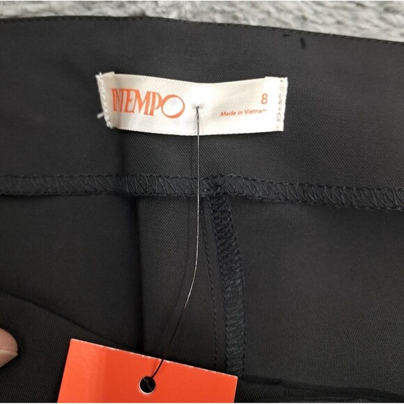New Intempo Womens Sz 8 Flare Pants Black Dress Wide Leg Slits Up Office Work - Picture 7 of 15